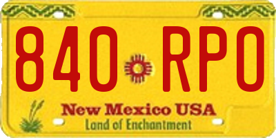 NM license plate 840RPO