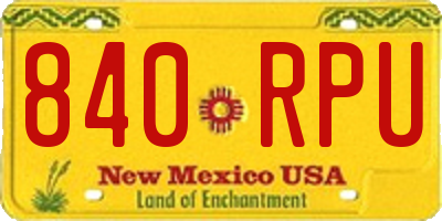 NM license plate 840RPU