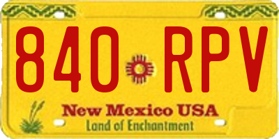 NM license plate 840RPV
