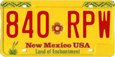 NM license plate 840RPW