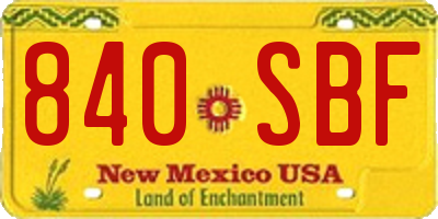 NM license plate 840SBF
