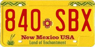 NM license plate 840SBX