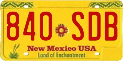NM license plate 840SDB