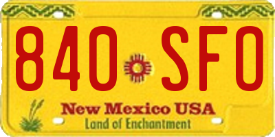 NM license plate 840SFO
