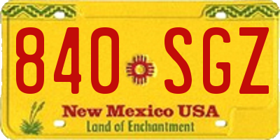 NM license plate 840SGZ