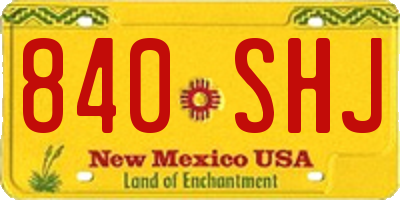 NM license plate 840SHJ