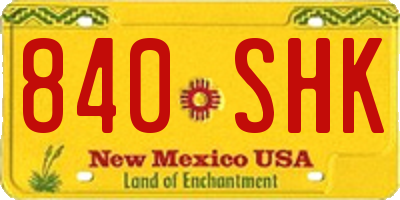 NM license plate 840SHK