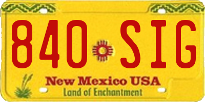 NM license plate 840SIG