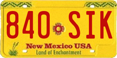 NM license plate 840SIK