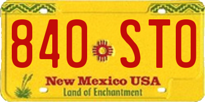 NM license plate 840STO