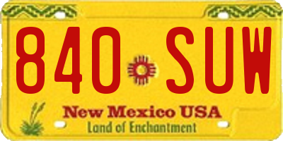 NM license plate 840SUW