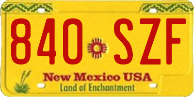 NM license plate 840SZF