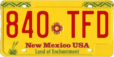 NM license plate 840TFD