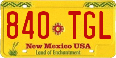 NM license plate 840TGL