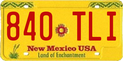 NM license plate 840TLI