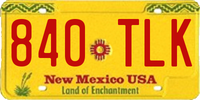 NM license plate 840TLK