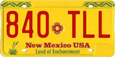 NM license plate 840TLL
