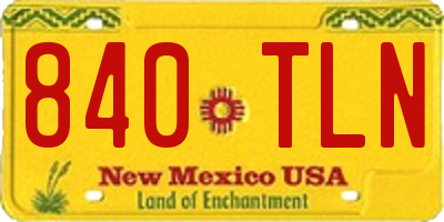 NM license plate 840TLN