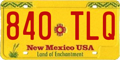 NM license plate 840TLQ
