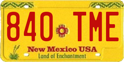 NM license plate 840TME