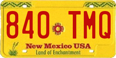 NM license plate 840TMQ