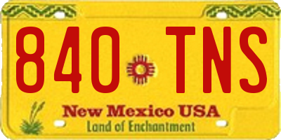 NM license plate 840TNS