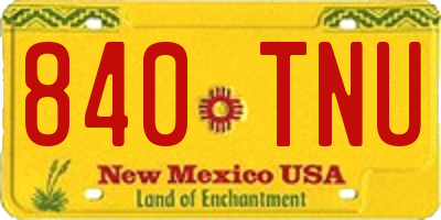 NM license plate 840TNU