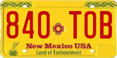 NM license plate 840TOB