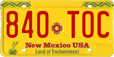 NM license plate 840TOC
