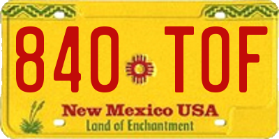 NM license plate 840TOF