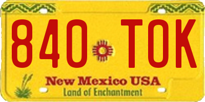 NM license plate 840TOK