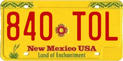NM license plate 840TOL