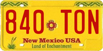 NM license plate 840TON