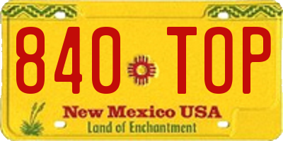 NM license plate 840TOP