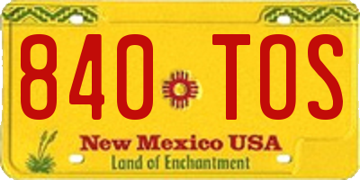 NM license plate 840TOS