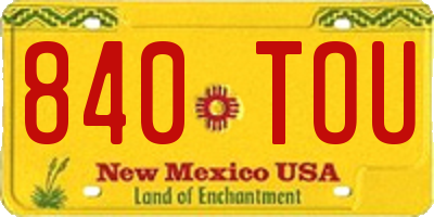 NM license plate 840TOU