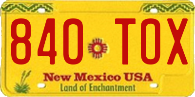 NM license plate 840TOX