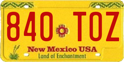 NM license plate 840TOZ