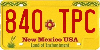NM license plate 840TPC