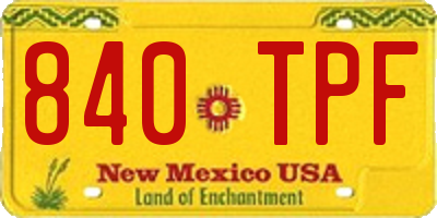 NM license plate 840TPF