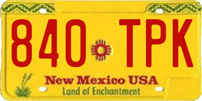 NM license plate 840TPK