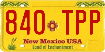NM license plate 840TPP