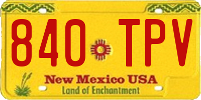 NM license plate 840TPV