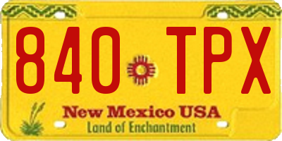 NM license plate 840TPX