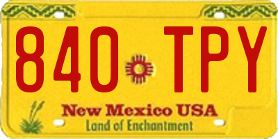 NM license plate 840TPY