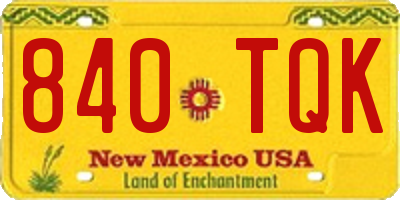 NM license plate 840TQK