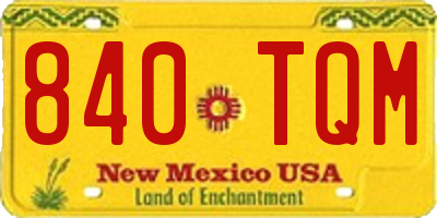 NM license plate 840TQM