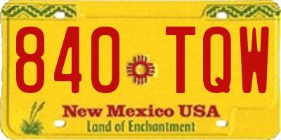 NM license plate 840TQW