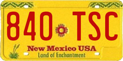 NM license plate 840TSC