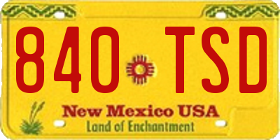 NM license plate 840TSD